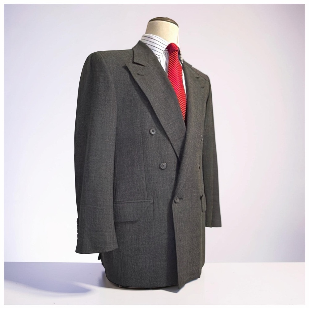 Joseph Abboud JoA II Double Breasted Blazer| 40R | Charcoal Wool | Classic - Picture 2 of 12